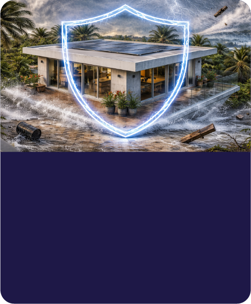 Casa protegida con un escudo de energ&iacute;a frente a condiciones extremas.