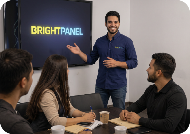 Consultor de BrightPanel presentando una capacitación al equipo.